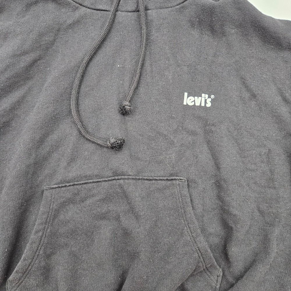 Levi's‎ Black Cropped Hoodie Sweatshirt with Logo Size XS - Picture 2 of 8